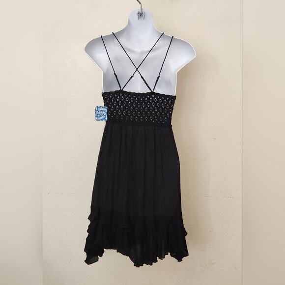 FREE PEOPLE BLACK ADELLA SLIP MINI DRESS Size S - Picture 7 of 9